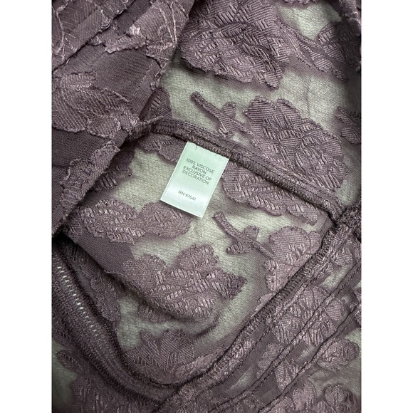 J.Jill Womens Floral Burnout Purple Blouse Sz M Sheer Romantic Boho Keyhole Neck - Picture 8 of 10